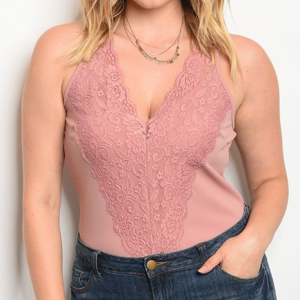 🖤Mauve Lace Bodysuit, plus size